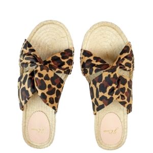 J. Crew Twisted-Knot Espadrille Women's Sandals in Leopard Canvas Size 9